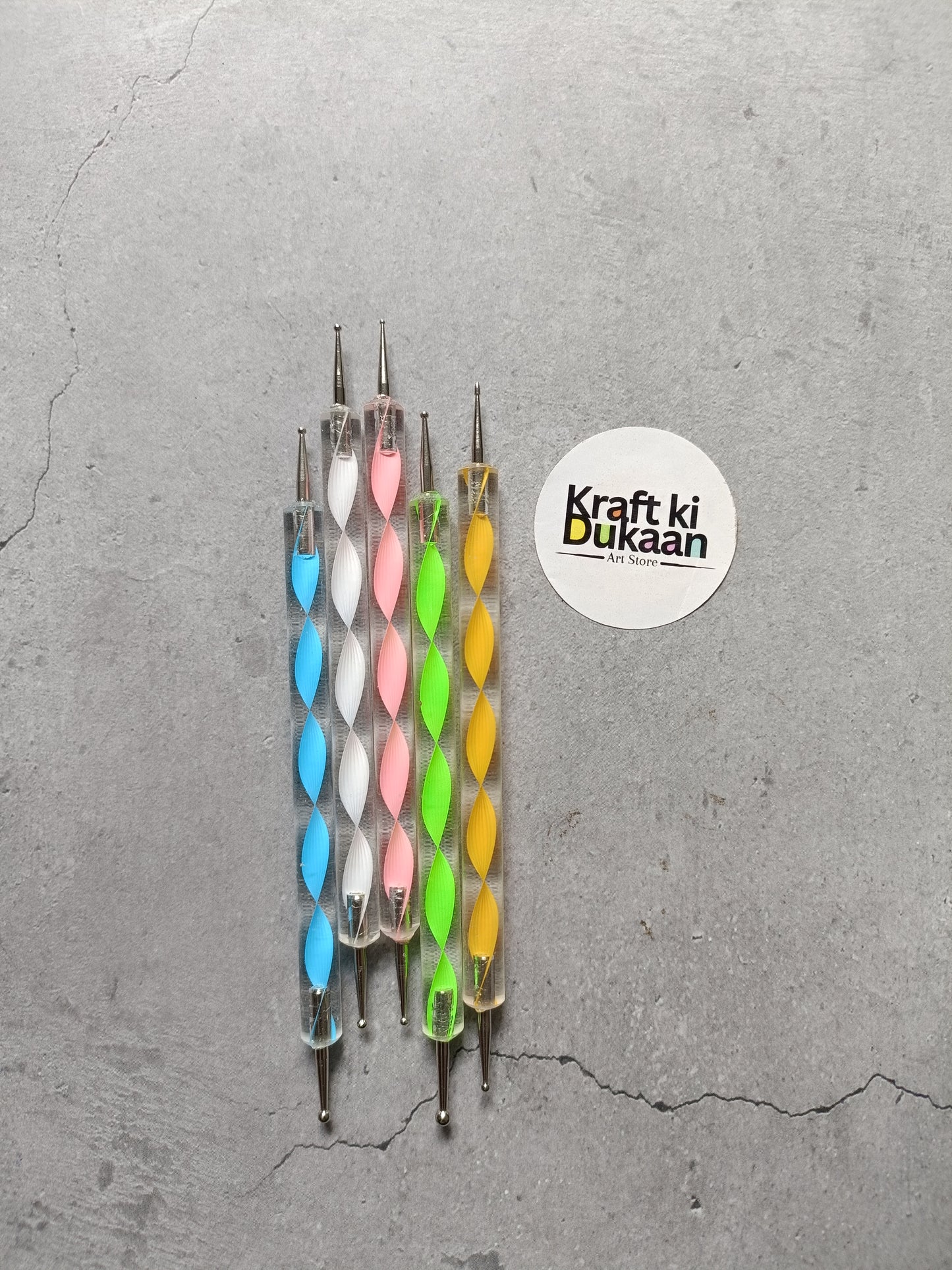 5-piece mandala dotting tool set with colorful handles and metal tips