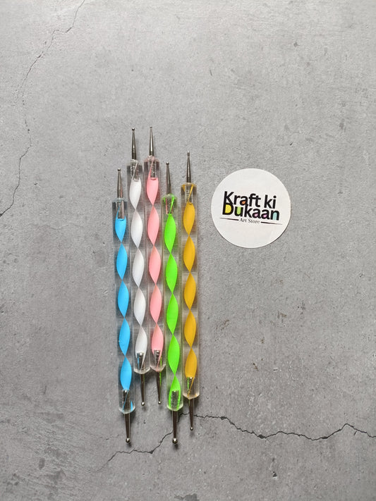 5-piece mandala dotting tool set with colorful handles and metal tips