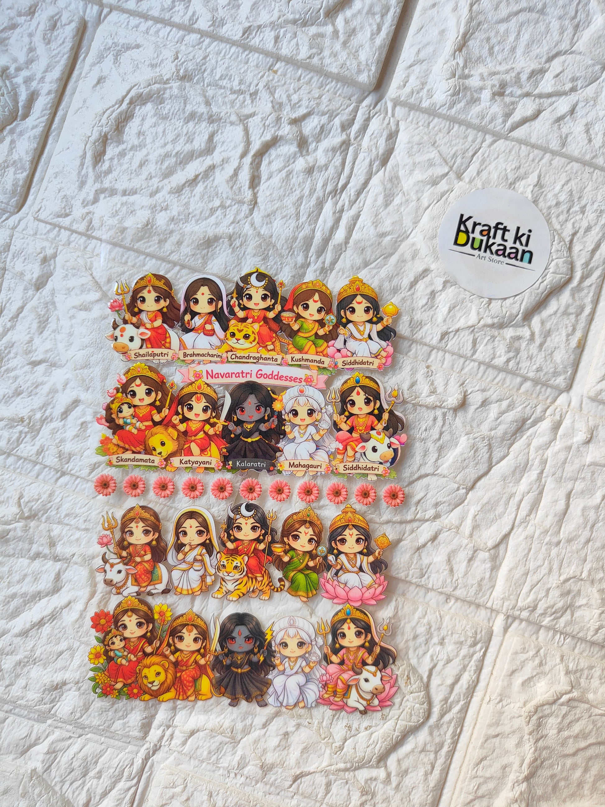 Peel-off UV DTF sticker sheet with assorted cute anime-style girl character designs