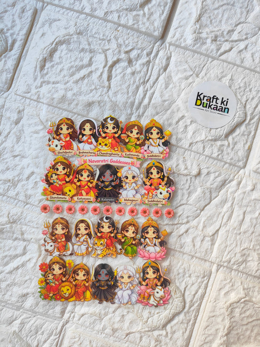 Peel-off UV DTF sticker sheet with assorted cute anime-style girl character designs