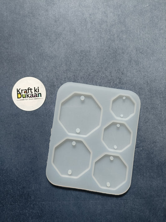 Octagon 5-cavity rakhi mould with five hexagonal compartments and raised edges