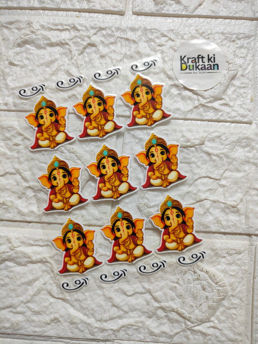 UV DTF peel-off sticker sheet with multiple Ganesha cartoon face designs
