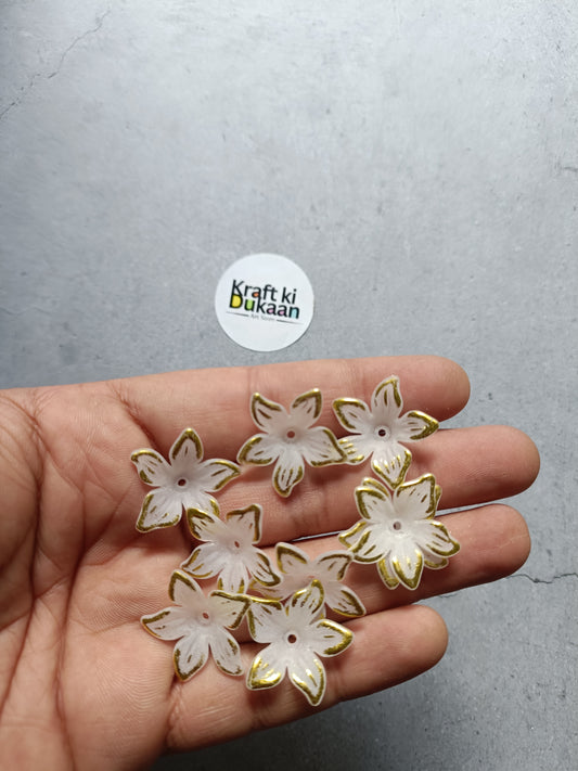 Gold and white flower bead charms, 50-piece pack on hand