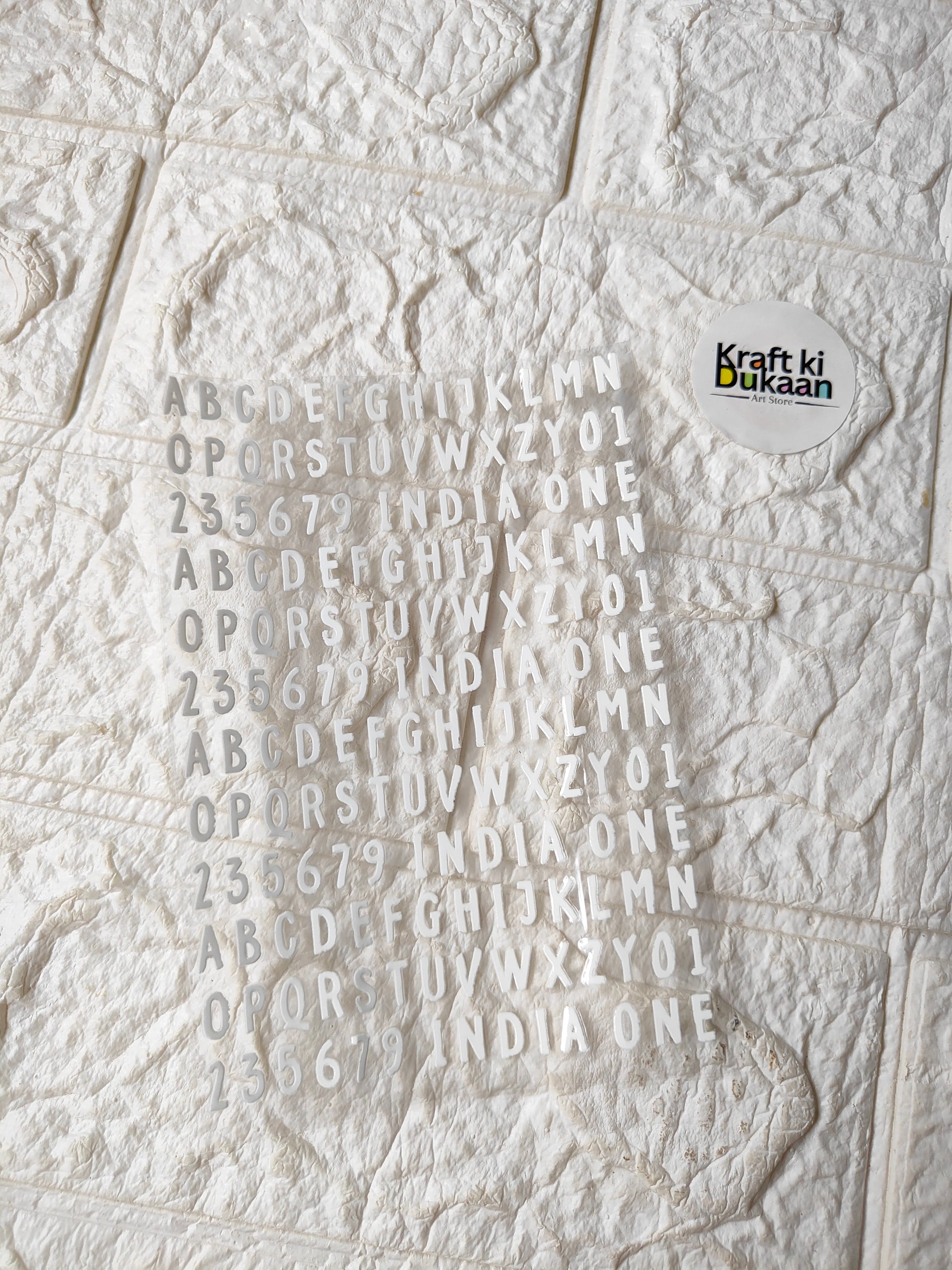 UV DTF peel-off sticker sheet with alphabet and number pattern, J141