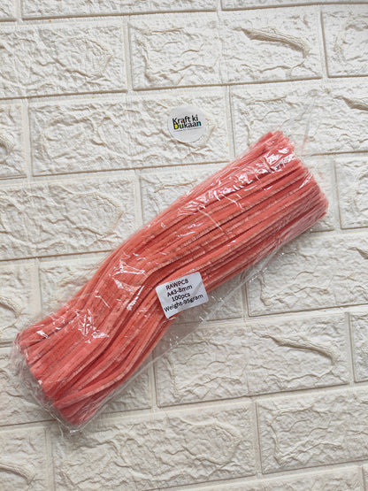Red plain pipe cleaners, 8mm diameter, bundled pack of 100