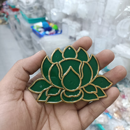 Acrylic lotus tealight base, dark green