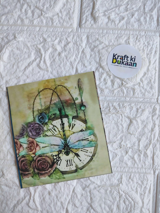 Mini colour sticker sheet with floral clock and butterflies, colorful illustrated design