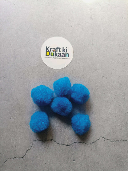 2cm bright blue pompom balls, craft set