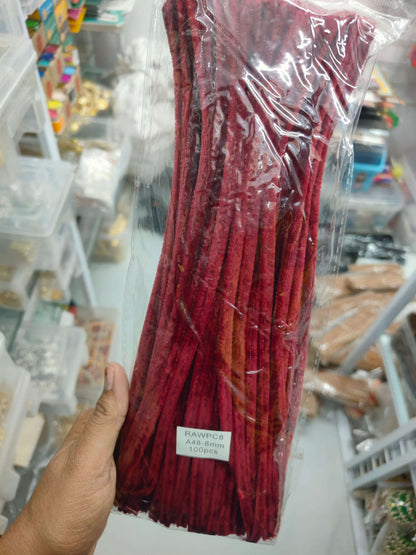 Pipe cleaners 8mm, dark maroon plain set (100)