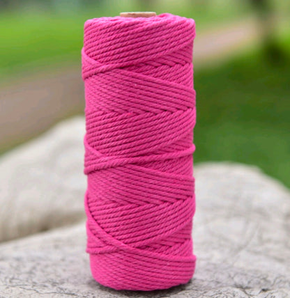 Macrame cotton thread spool, pink color, 3mm twisted cord wound on a reel