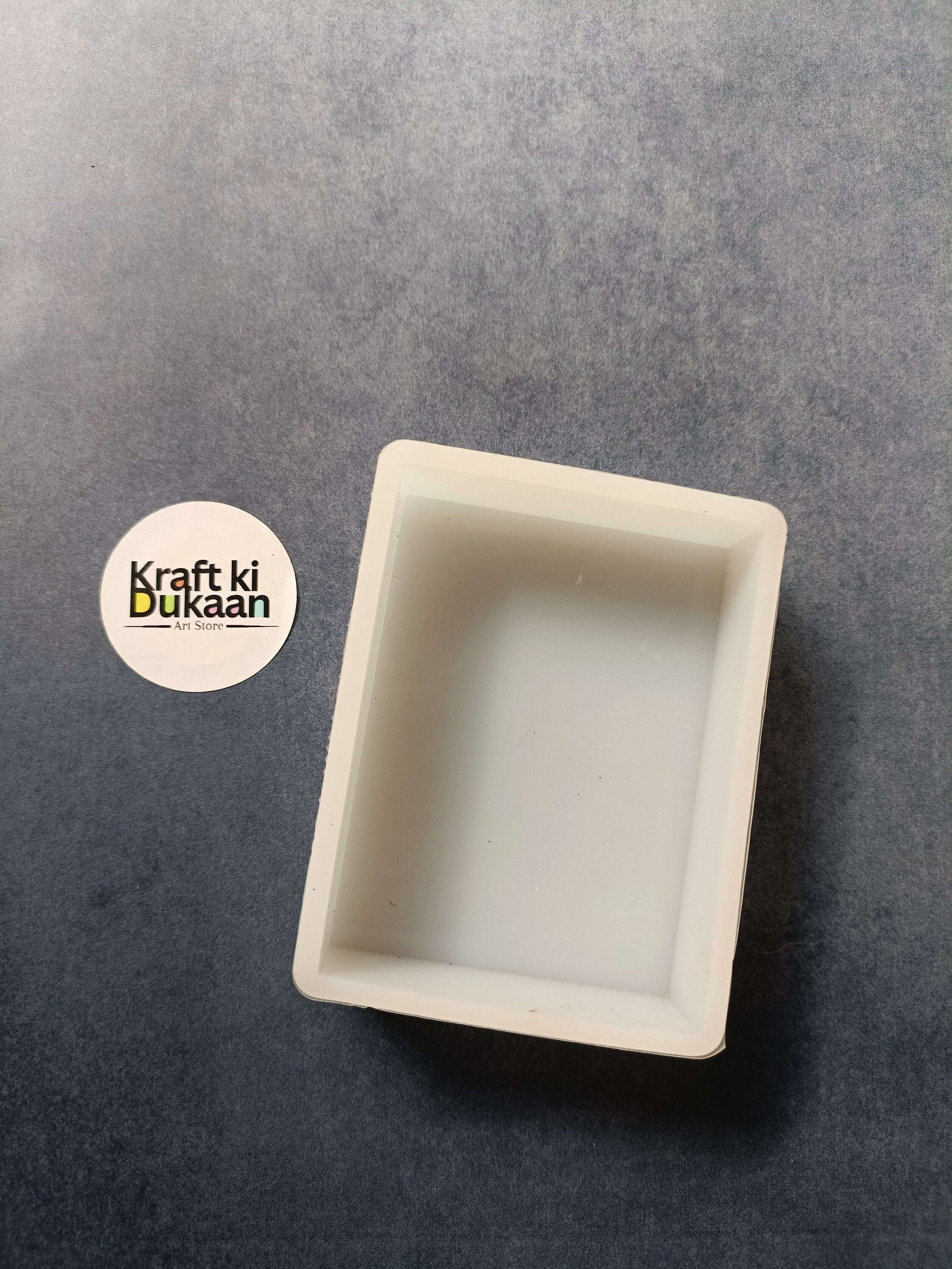 Rectangle casting mould, off-white, 6.5 x 11 cm, deep open tray