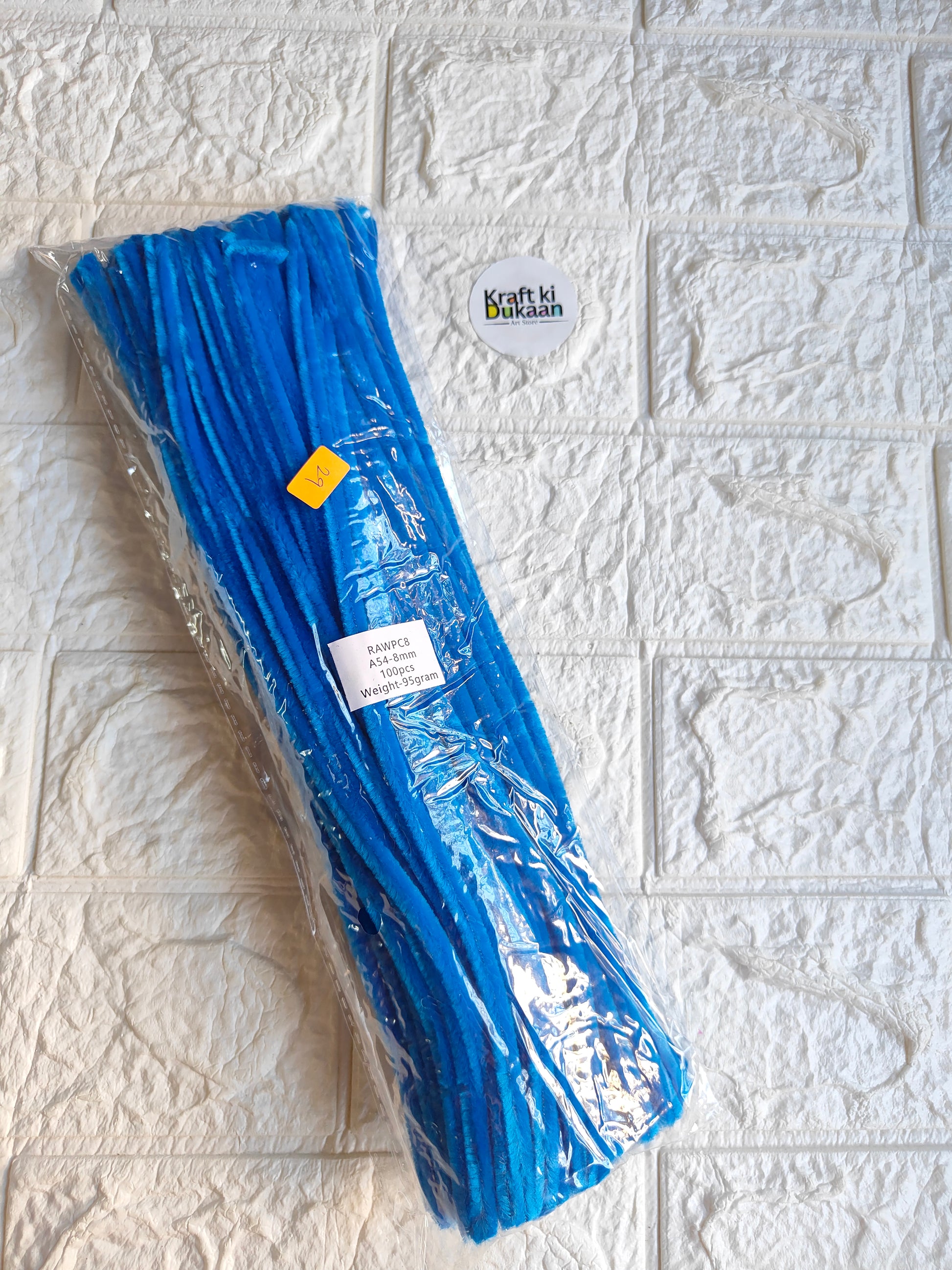 Vivid blue pipe cleaner stems, 8 mm, pack of 100