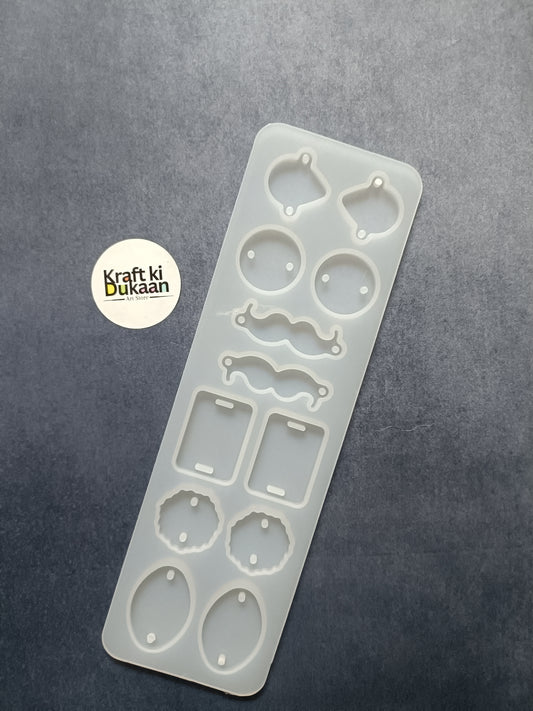 12-cavity rakhi mould sheet with circular, oval, wavy and rectangle cutouts