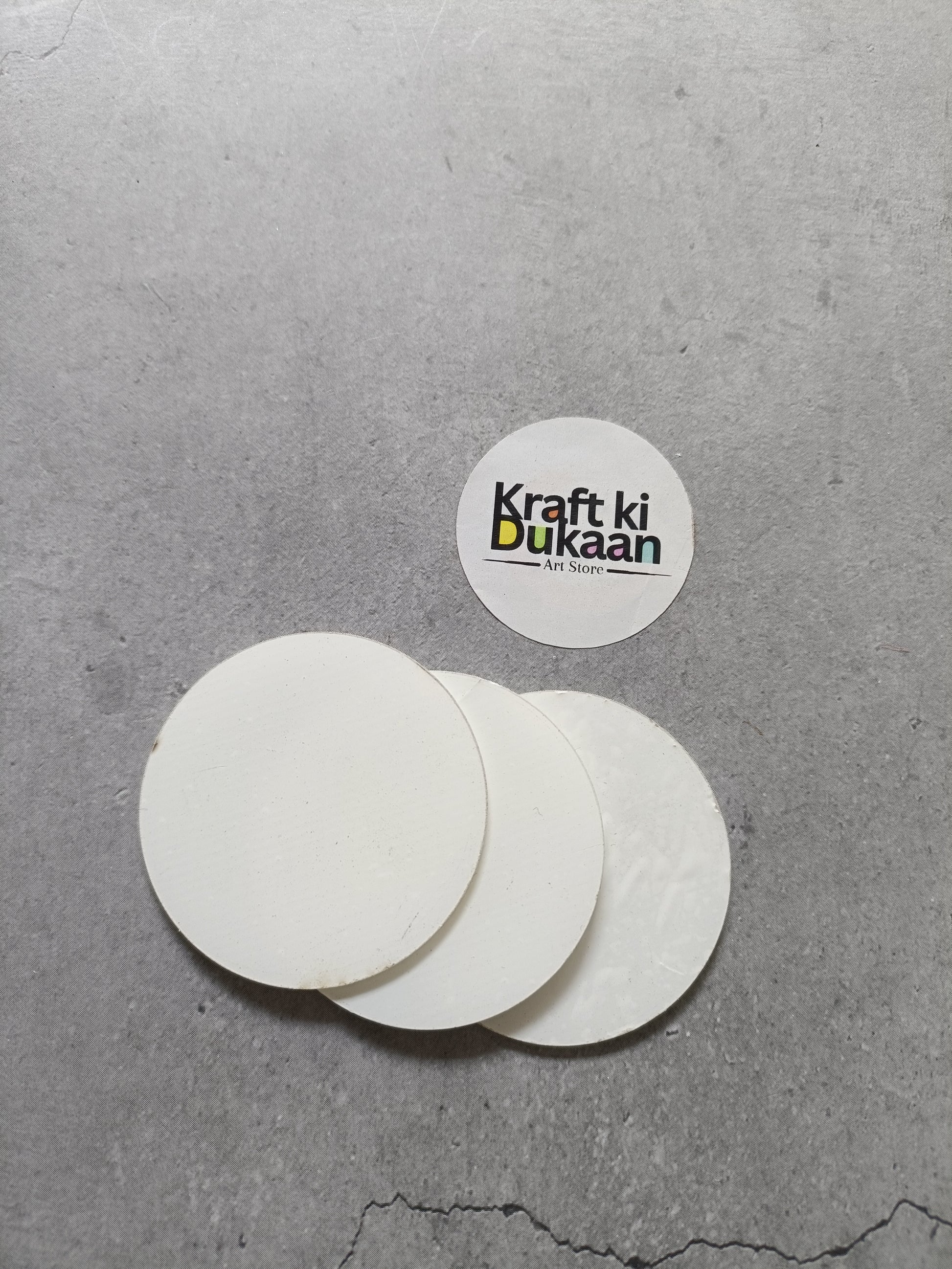 Round acrylic sheet pack of 10, white clear circular sheets shown
