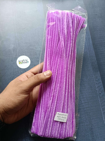 Pipe cleaner plain 8mm, pack of 100 (light purple)