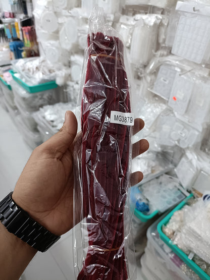 Pipe cleaner bundle in clear bag, deep wine red, crinkled strands