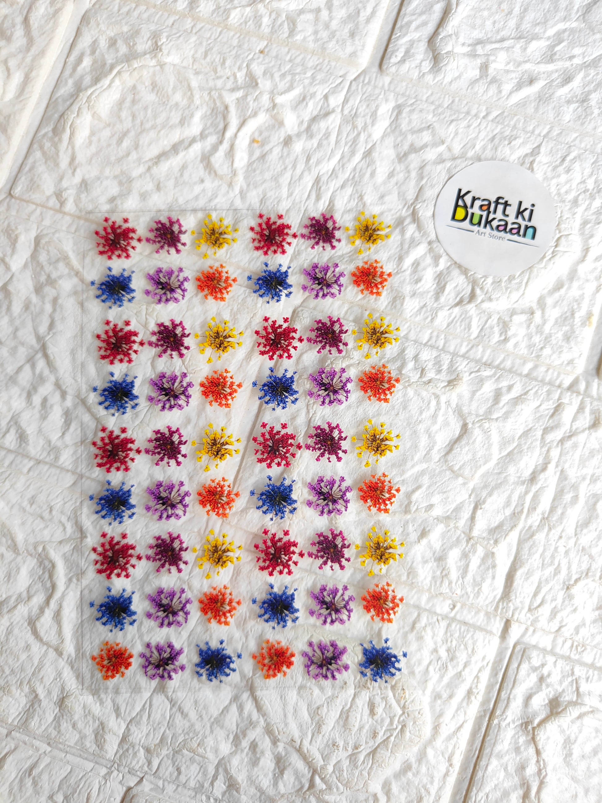 Peel-off UV DTF sticker sheet with colorful flower cluster designs