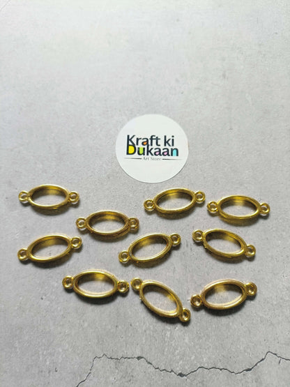 Small oval bezel bracelet set, gold-tone links with oval settings and loop ends