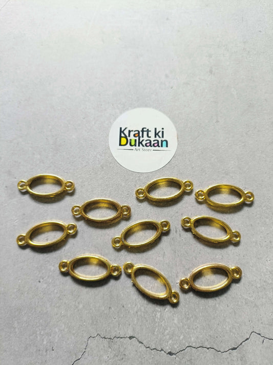 Small oval bezel bracelet set, gold-tone links with oval settings and loop ends