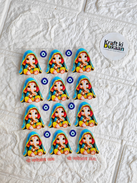 UV DTF peel-off sticker sheet with multiple colorful cartoon figurine designs