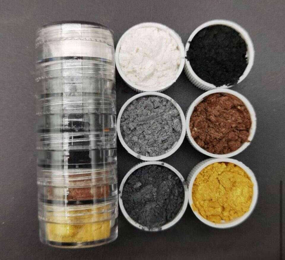 6in1 MICA Box A1: six mica powder colors in small labeled cups