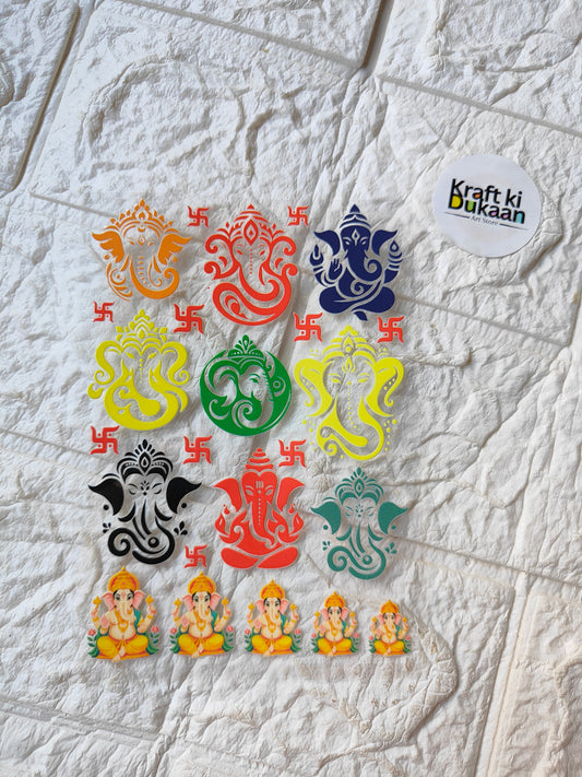 Colorful peel-off sticker sheet with ornate swirls and small character stickers