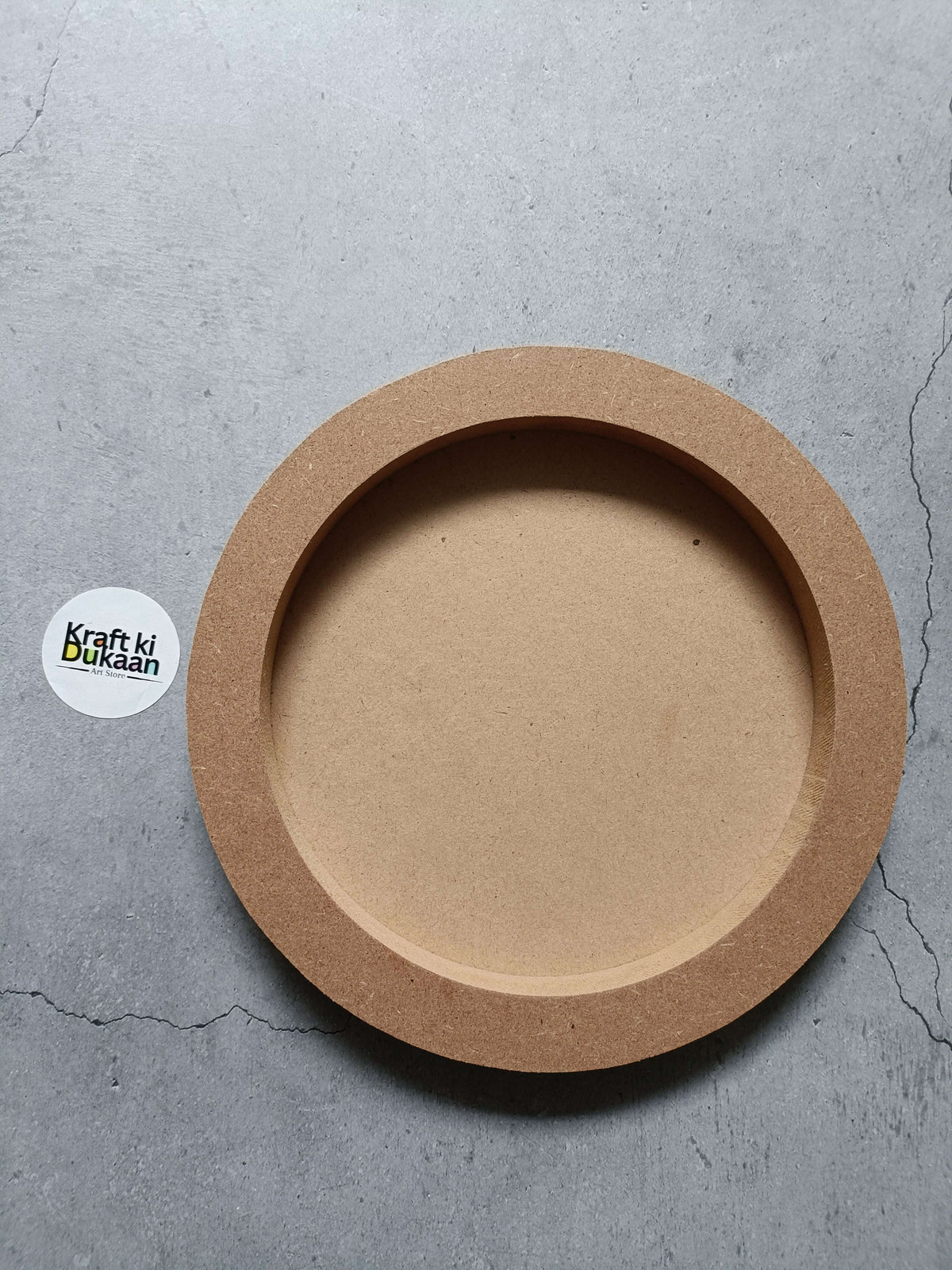 MDF round wall mural with single thick tan ring and hollow center