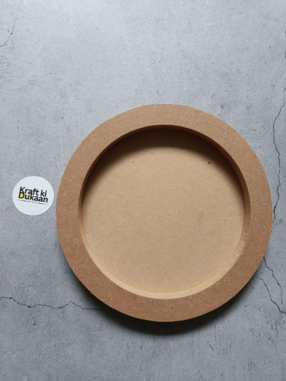 MDF round wall mural with single thick tan ring and hollow center
