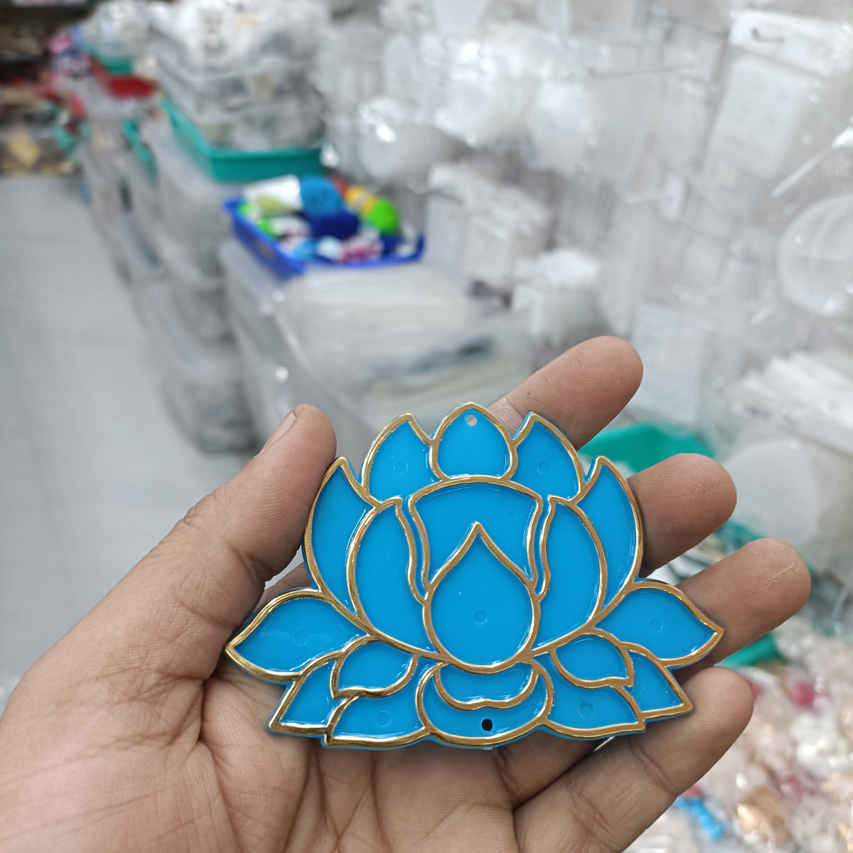 Acrylic lotus tealight base, sky blue