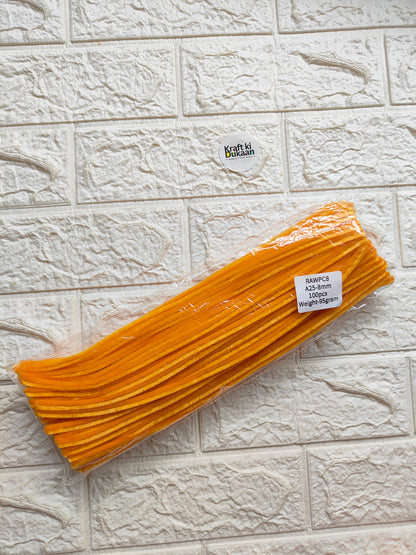 Golden orange pipe cleaner bundle, 8mm stems, packaged in clear plastic