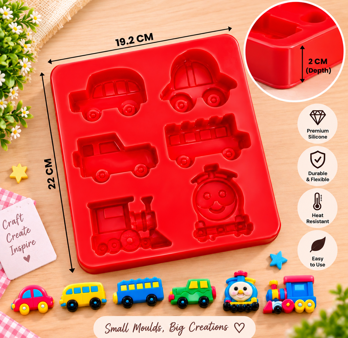 6 Cavity Car Train Silicon Mould
