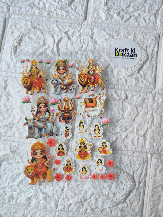 UV DTF peel-off sticker sheet with colorful cartoon animal and girl character designs