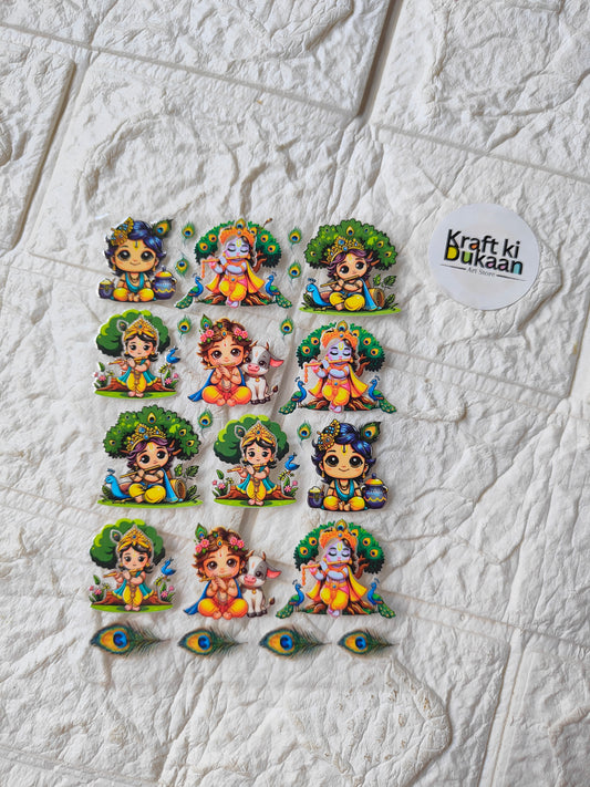 UV DTF peel-off sticker sheet with colorful cartoon girl and animal character decals