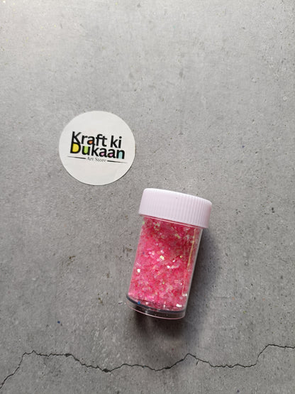 Pink holo glitter jar with white ribbed lid