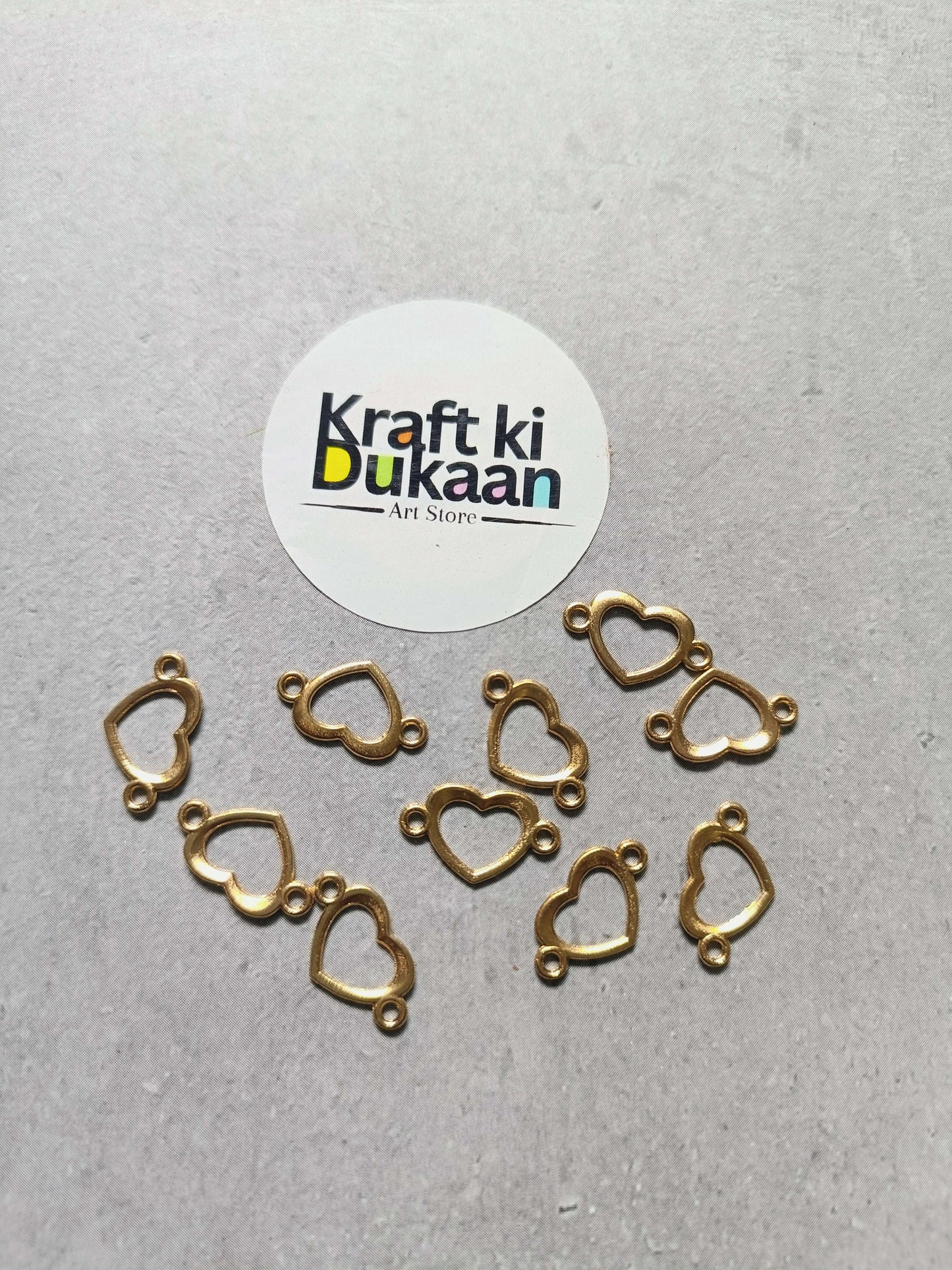 Gold-tone mini heart bracelet bezel settings, pack of 10