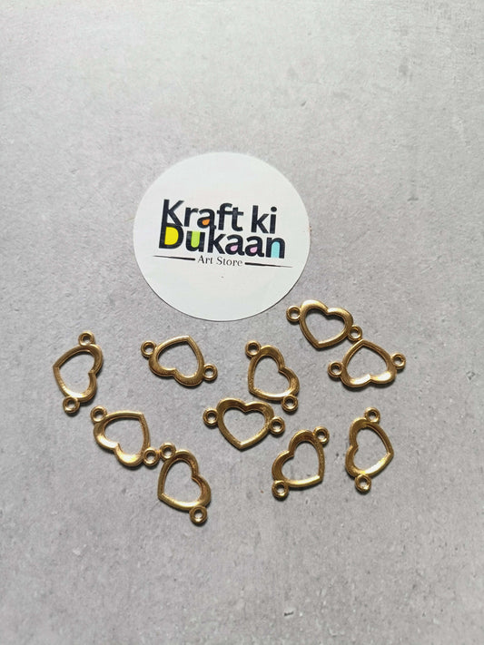 Gold-tone mini heart bracelet bezel settings, pack of 10