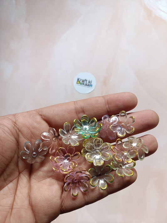 Multi-color flower beads held in hand