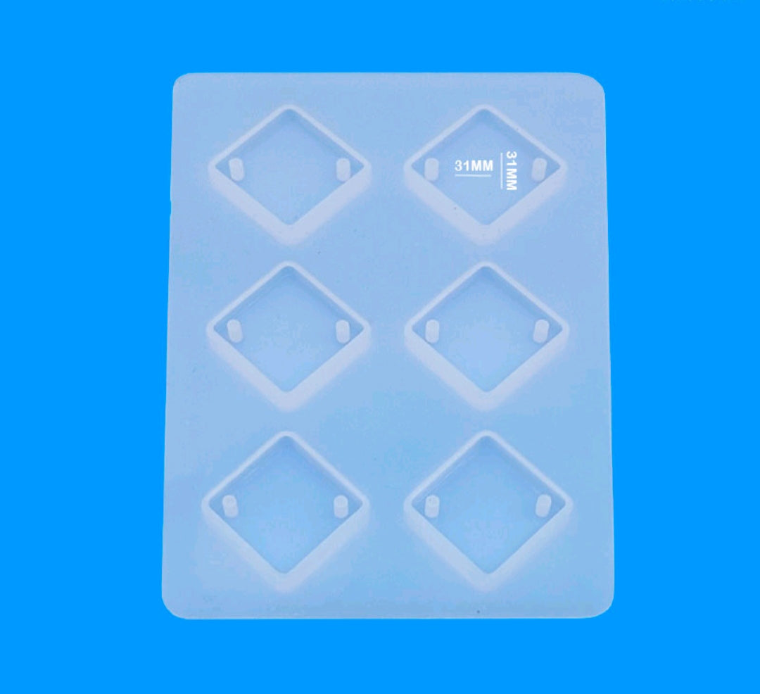 6-cavity rhombus rakhi mould, square plastic sheet with six diamond-shaped cavities