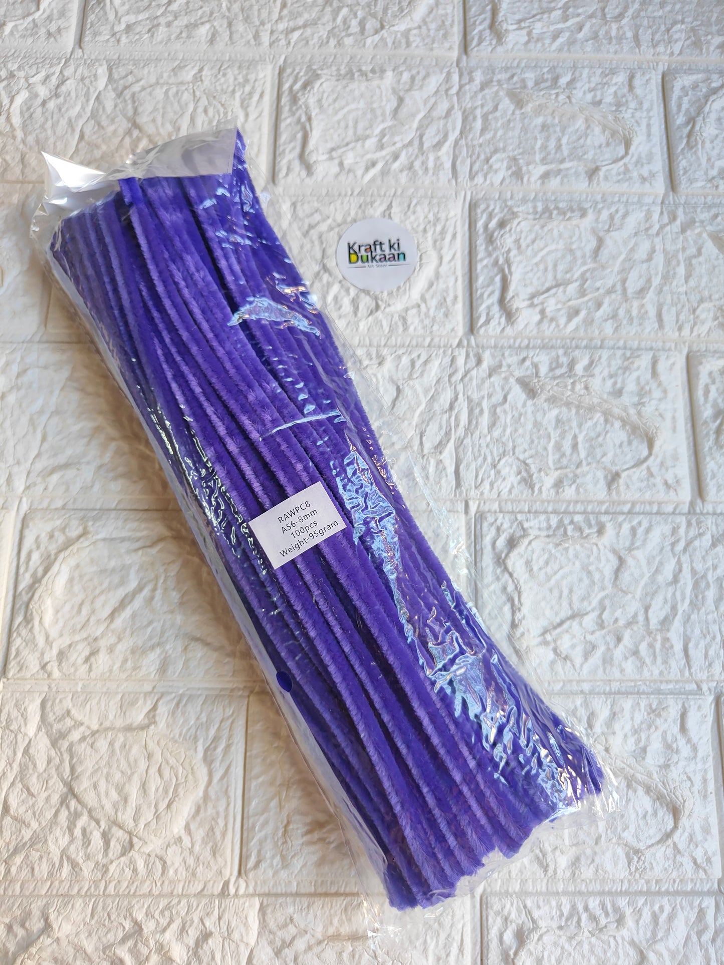 Royal purple pipe cleaner stems, 8 mm, pack of 100