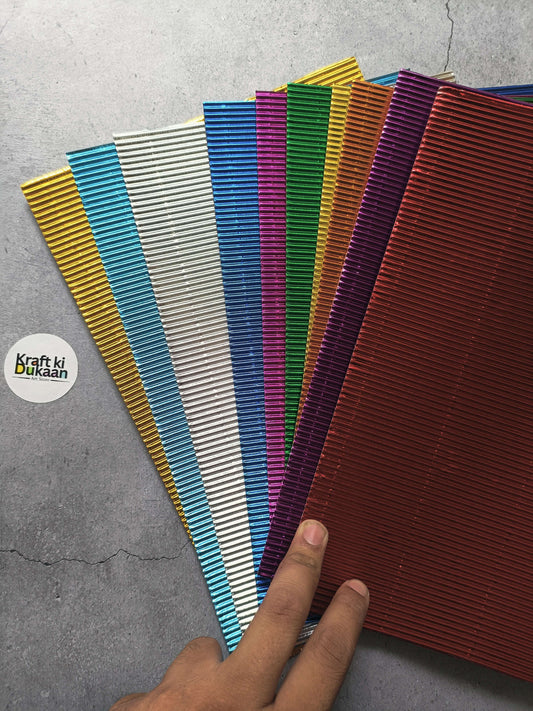 A4 corrugated metallic sheet set, multi-color fan of striped sheets