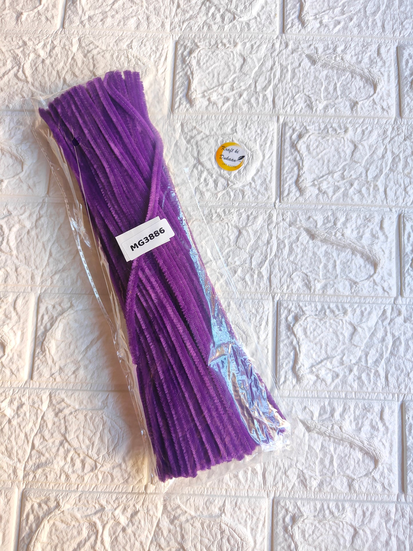 Violet purple pipe cleaners plain pack, 100 pcs, crimped chenille sticks in sealed packaging