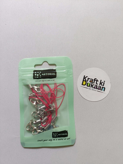 Sea green pouch keychain set with red rope and silver lobster clasps