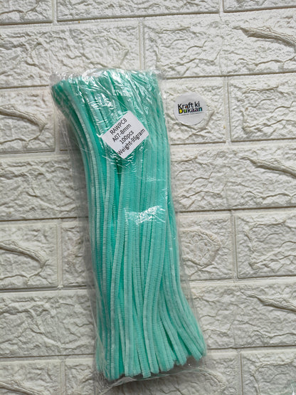 Aqua blue pipe cleaner stems, plain, 8mm, sealed pack of 100 A1