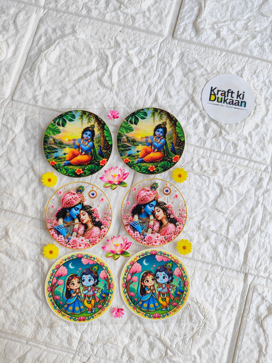 UV DTF peel-off sticker sheet with six circular fairy girl designs