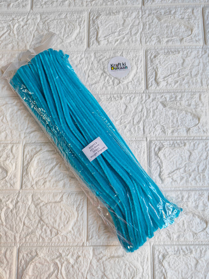Bright teal blue pipe cleaner stems, 8 mm, pack of 100