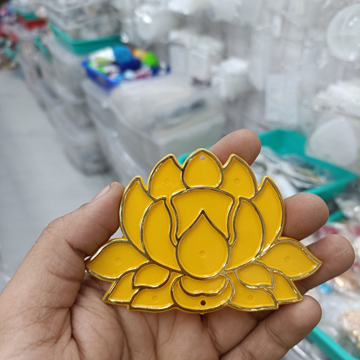 Acrylic lotus tealight base, yellow