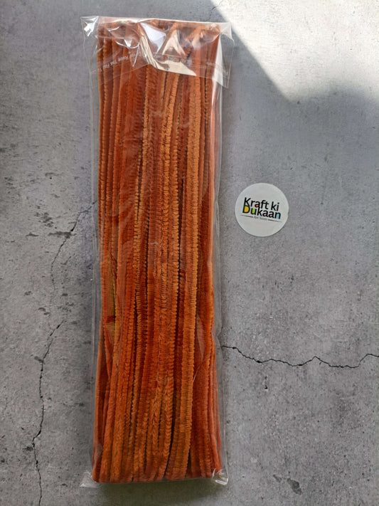 Rust orange pipe cleaners in plastic bag, 100-pack