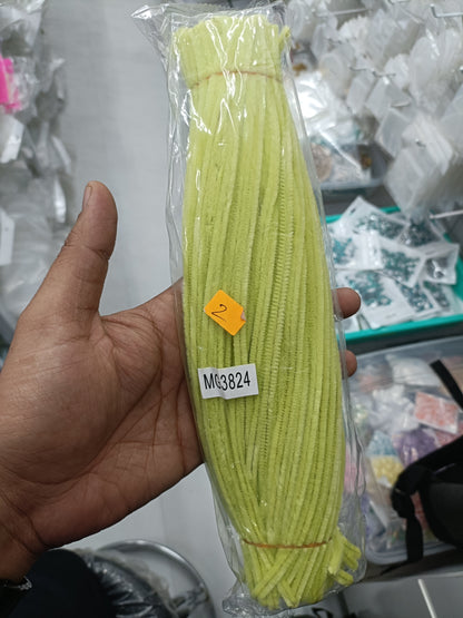 Lemon yellow pipe cleaners plain pack, 100 pcs, crimped chenille sticks in sealed packaging