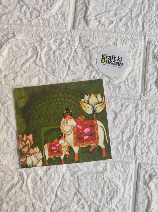 Mini color sticker sheet with colorful illustrated elephant and lotus flower scene