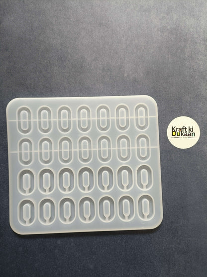 28-cavity oval jewelry mould, silicone tray with multiple oval pendant-shaped loops